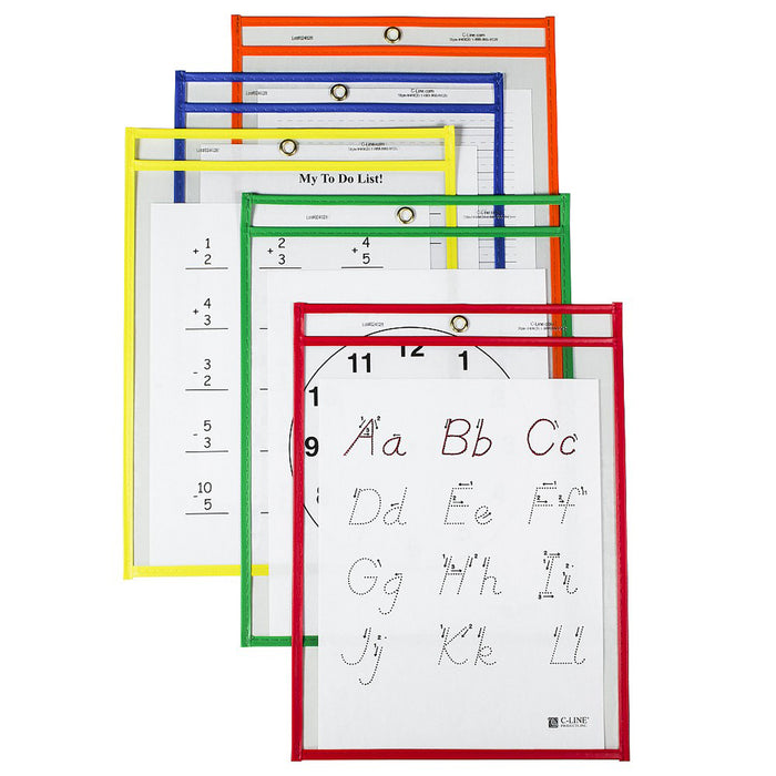 Reusable Dry Erase Pockets 25-box Assorted Primary 9 X 12