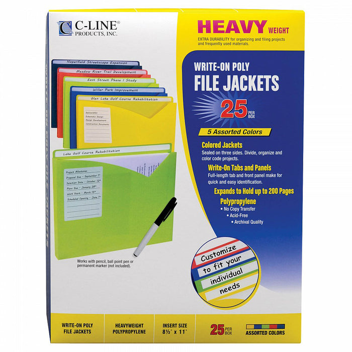 C Line 25bx Asst Write On Poly File Jackets