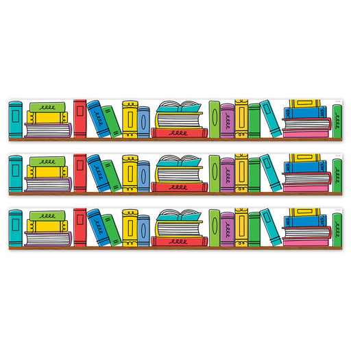 Core Decor Doodle Bookshelf EZ Border, 48 Feet Per Pack, 3 Packs