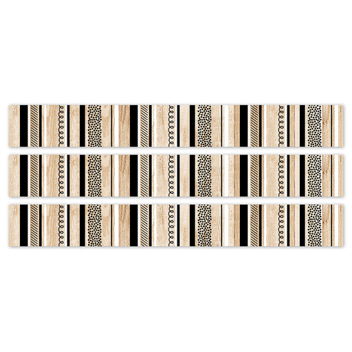 Core Decor Stripes and Doodles on Wood EZ Border, 48 Feet Per Pack, 3 Packs