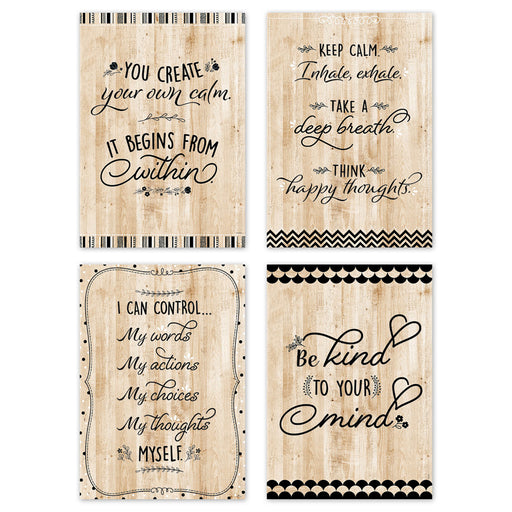Core Decor Black, White, and Wood Inspire U 4-Poster Pack