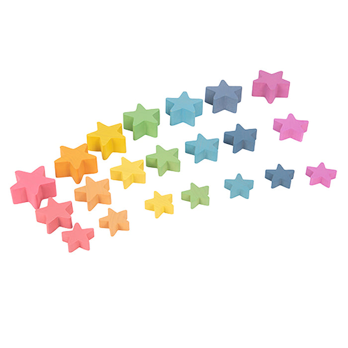 Rainbow Wooden Stars, Set of 21