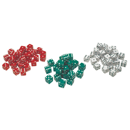 (3 Pk) Red Green & White Dot Dice 36-pk