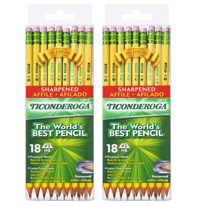 (2 Pk) Pencils Soft Yellow Presharp 18pk Ticonderoga