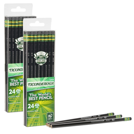 (2 Pk) Pencils No 2 Soft Black Pack Of 24 Ticonderoga Unsharpened