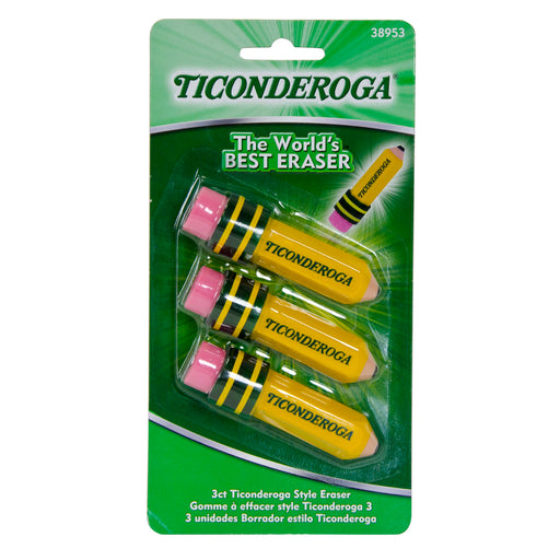 (6 Pk) Ticonderoga Pencil Shaped Erasers 3 Per Pk