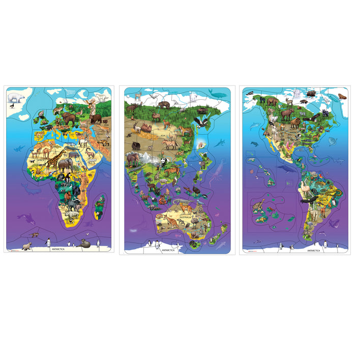 Wildlife Map Puzzle Bundle Set Of 3