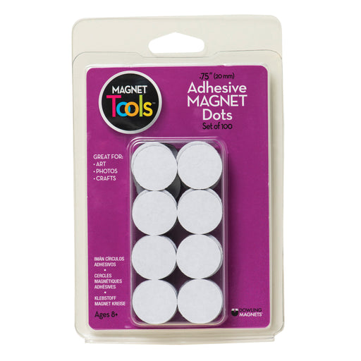 (6 Pk) 3-4 Dia Magnet Dots With Adhesive 100 Per Pk