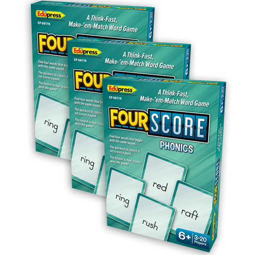 Four Score Card Game: Phonics, Pack of 3