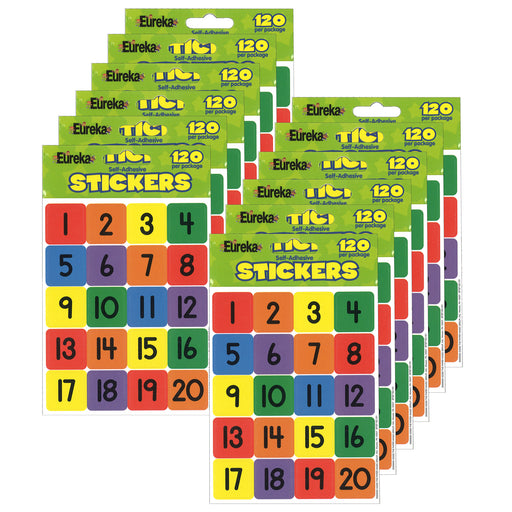 (12 Pk) Numbers 1-20 Theme Stickers