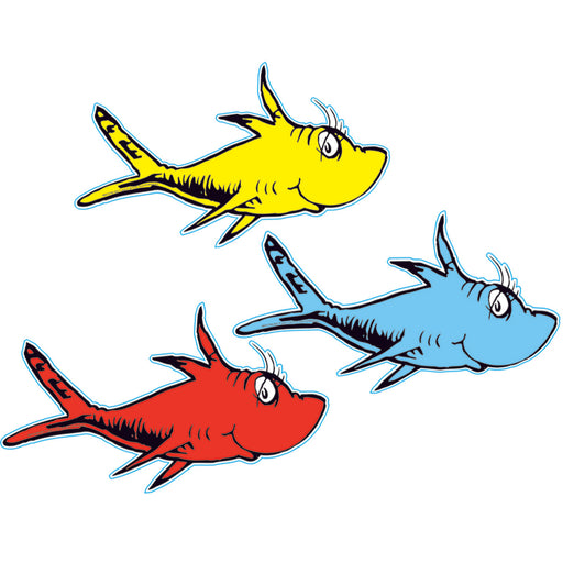 (3 Pk) Dr Seuss One Fish Two Fish Paper Cut Outs