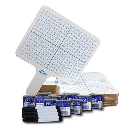 Rectangle Graph 2 Side Paddle 12-pk Dry Erase W- Pens Erasers