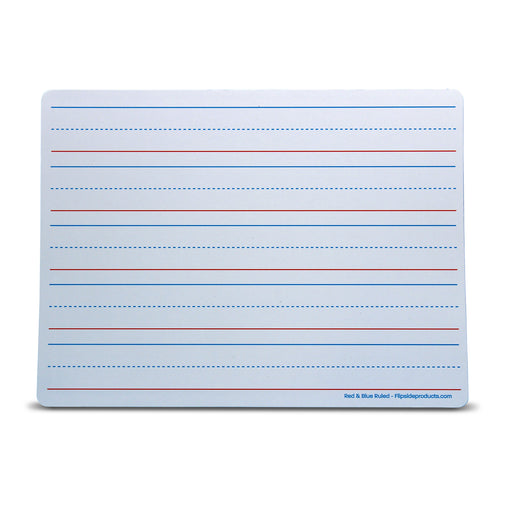 Magnetic Dry Erase Learning Mat, Two-Sided Red & Blue Ruled-Plain, 9" x 12", Pack of 12