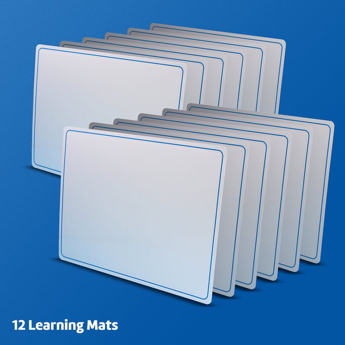 Magnetic Dry Erase Learning Mat, Two-Sided Plain, 9" x 12", Pack of 12