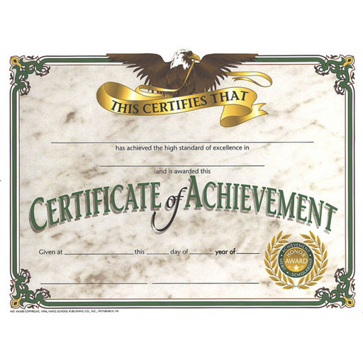 (3 Pk) Certificates Of Achievement 30 Per Pk 8.5 X 11