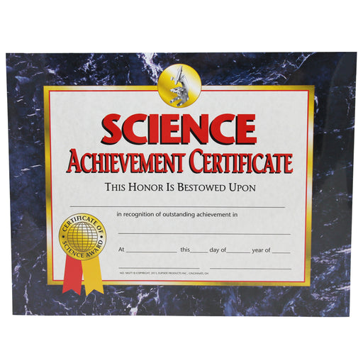 (3 Pk) Science Achievement Certificate 8.5x11 30 Per Pk