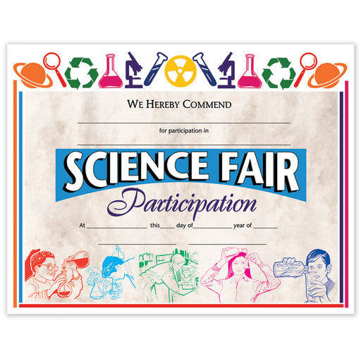 (3 Pk) Certificates Science Fair 8.5x11 30 Per Pk