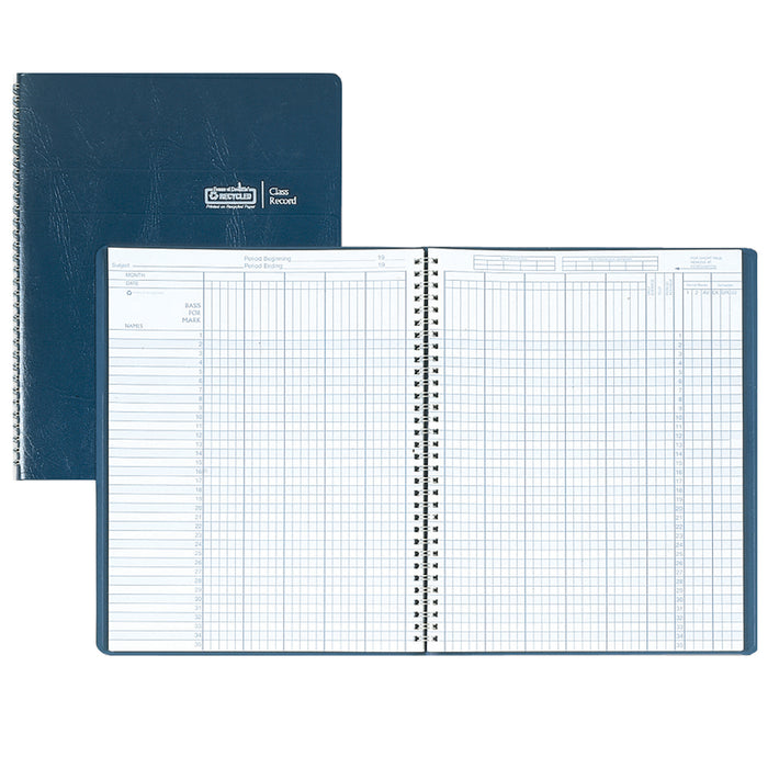 (2 Ea) Class Record Book 9-10 Week Grading Period Blue Simltd Leather