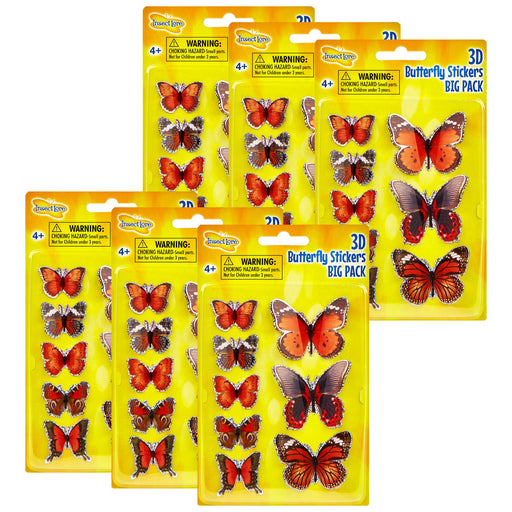 3D Butterfly Stickers BIG PACK, 8 Per Pack, 6 Packs