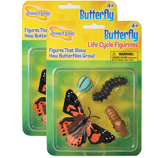 Butterfly Life Cycle Stages Figurines, 4 Per Set, 2 Sets