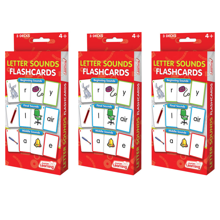 Letter Sound Flashcards, 3 Sets Per Pack, 3 Packs