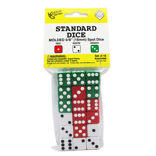 (6 Ea) Dot Dice 6 Each Of Red White & Green