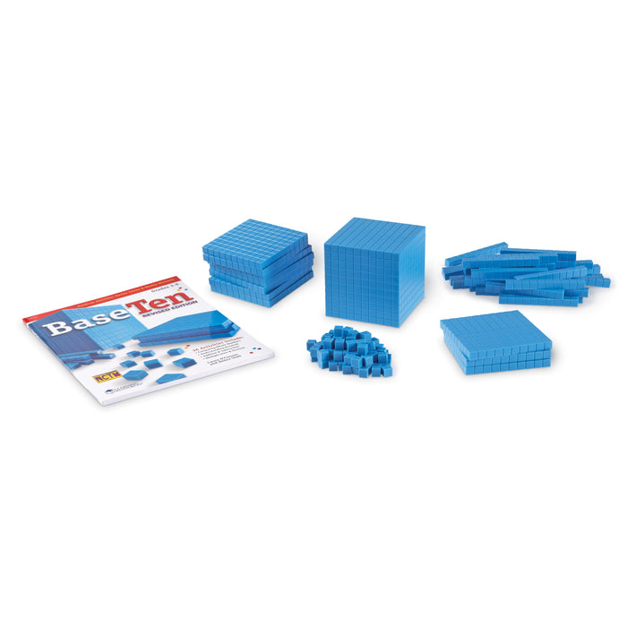 Base Ten Starter Set Plastic Blue 100 Units 30 Rods 10 Flats 1 Cube