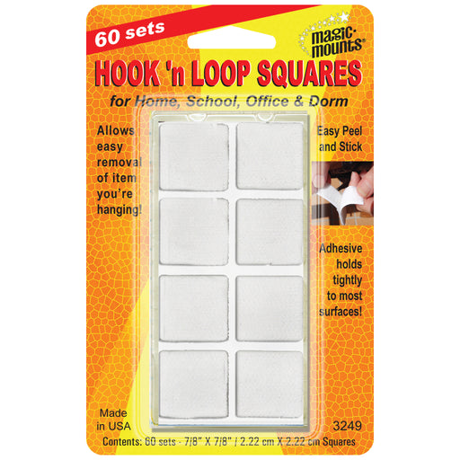 (3 St) Hook N Loop 7-8in Squares 60 Per Set