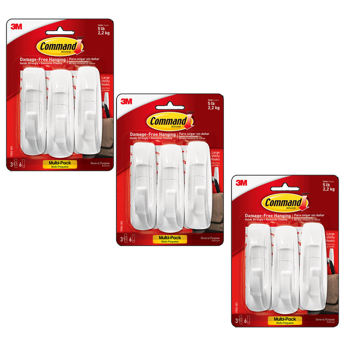 (3 Pk) 3ct Large Utility Hook Pack Command