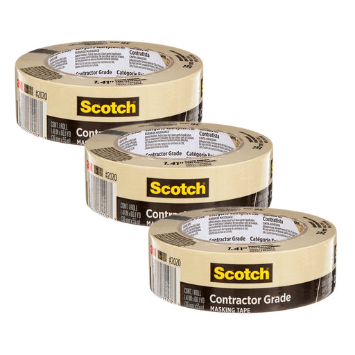 (3 Ea) 1 Roll Masking Tape 36mm Contractor Grade