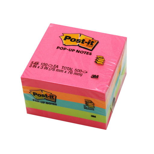 (2 Pk) Pop-up Neon Notes 3x3 100 Shts Per Pad 5 Pad Per Pk