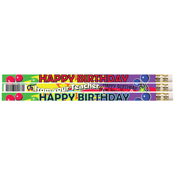 Happy Birthday From Your Teacher 144pk Motivational Fun Pencils