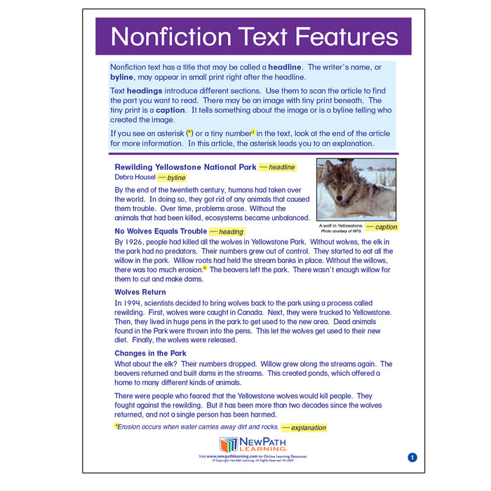 Nonfiction Text Features Learning Center, Grades 3-5