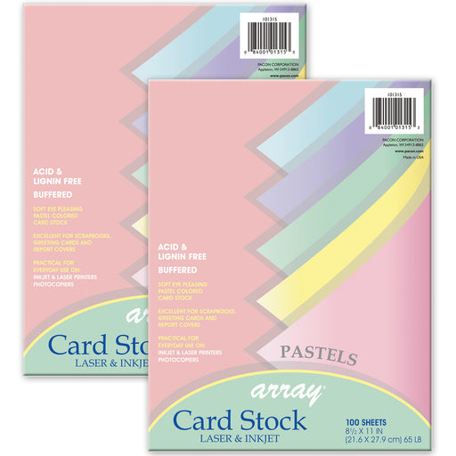 (2 Pk) Array Card Stock Pastel Ltr 100 Sheets 5 Colors