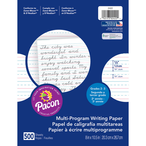 (2 Rm) Writing Paper 500 Sht Per Pk 8x10.5 1-2in Rule Short Rule