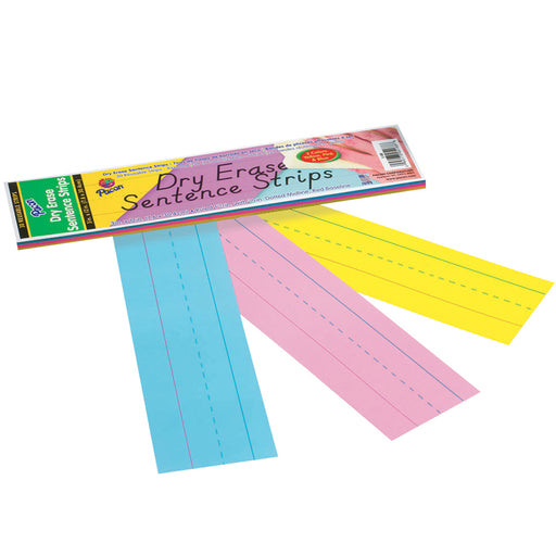 (6 Pk) Dry Erase Sentence Strips Asst 3x12