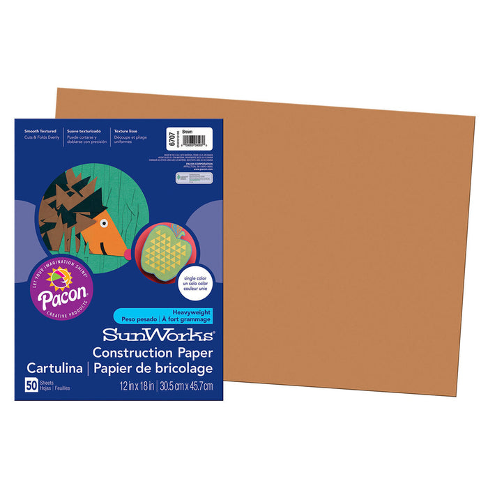(5 Pk) Construction Paper Brown 12x18