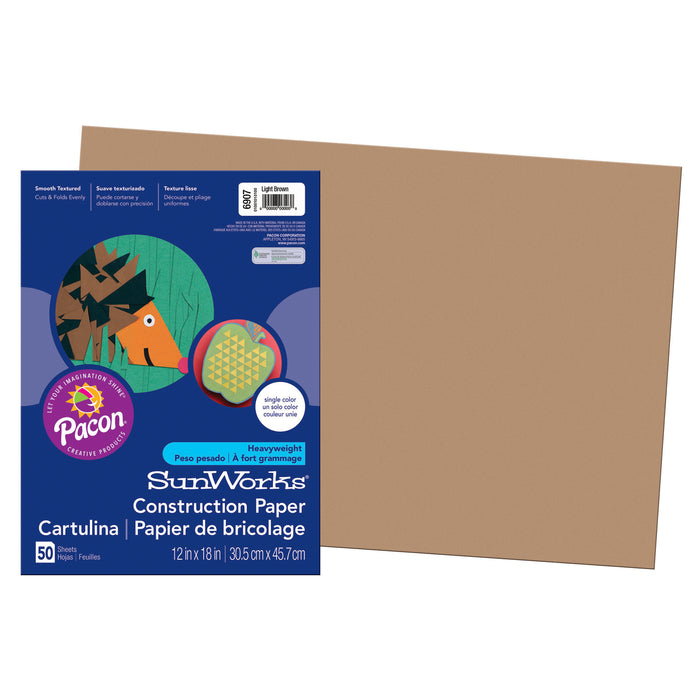 (5 Pk) Construction Paper Lite Brown 12x18