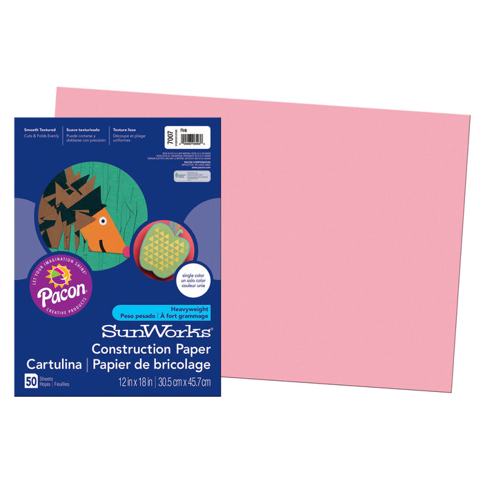 (5 Pk) Construction Paper Pink 12x18
