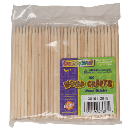 (6 Pk) Wood Sticks 4-1-2in 100pk