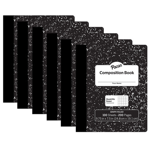 (6 Ea) Composition Book Black Marble 100 Sheets