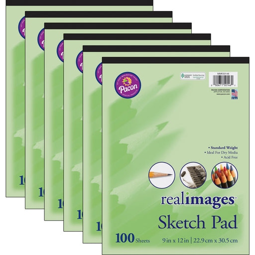 (6 Ea) Real Images Sktch Pad Stand Weight 9x12 100 Sheets