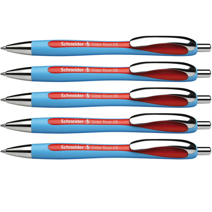 (5 Ea) Schneider Red Slider Rave Xb Retractable Ballpoint Pen