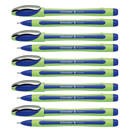 (10 Ea) Schneider Blue Xpress Fineliner Fiber Tip Pen