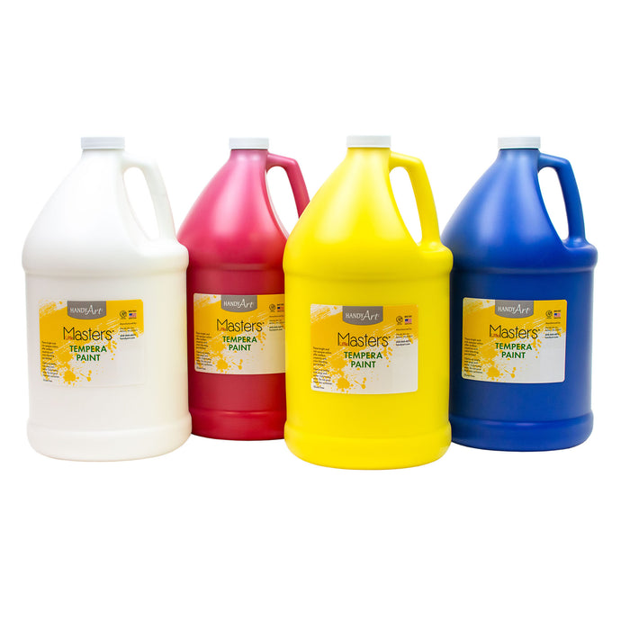 Little Masters® Tempera Paint - 4 Gallon Kit, White, Yellow, Red, Blue