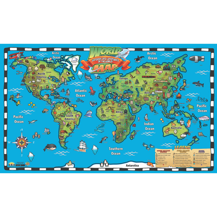 Kids World Map Intractve Wall Chart With Free App
