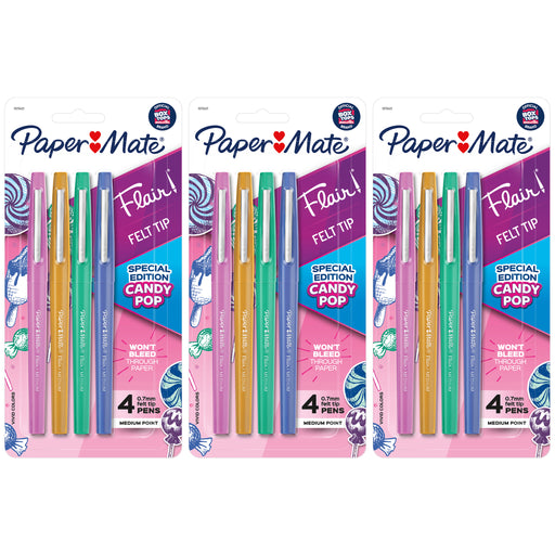 (3 Pk) Flair 4 Color Candy Pop Pens Med