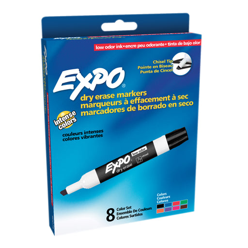 Marker Expo 2 Dry Erase 8 Color Blk Red Blu Grn Pnk Org Brn Purple