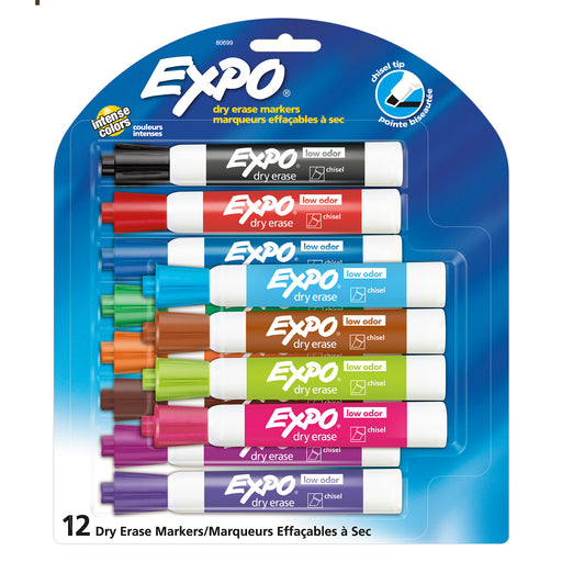 12 Color Chisel Dry Erase Markers Expo
