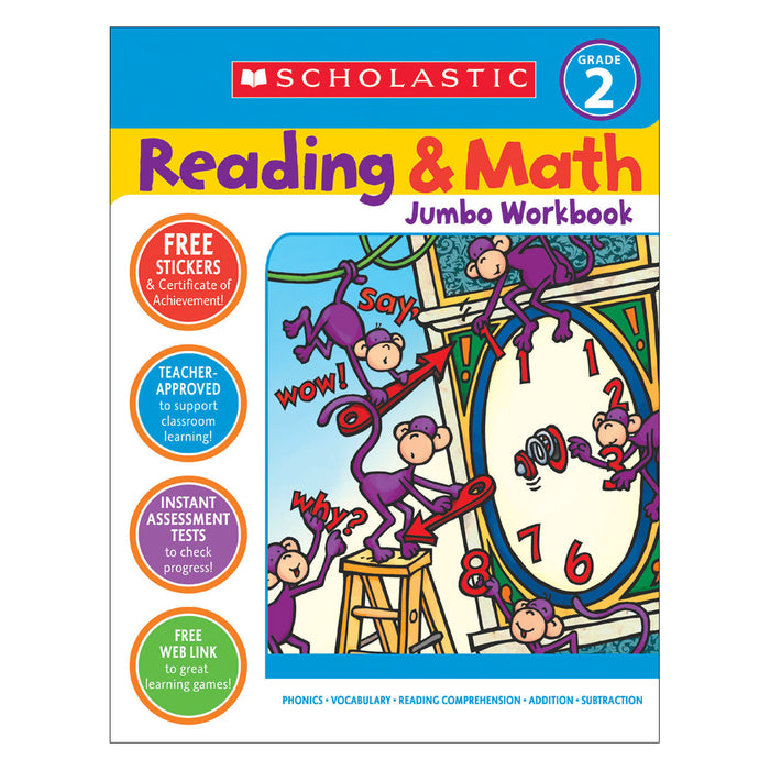 Reading & Math Jumbo Workbk Grade 2